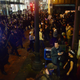 Police wearing riot gear watch as demonstrators protest against Donald Trump’s presidential-election victory at City Hall in Portland, Ore., on Nov. 11, 2016.
ANKUR DHOLAKIA/AFP/Getty Images